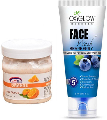 

Pink Root ORANGE SCRUB 500ML WITH OXYGLOW BEARBERRY FACE WASH(Set of 2)