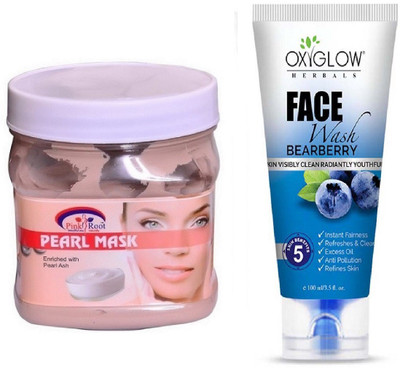 

Pink Root PEARL MASK 500ML WITH OXYGLOW BEARBERRY FACE WASH(Set of 2)