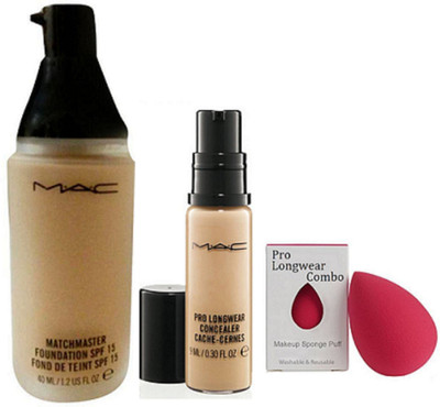 

Pro longwear combo Sponge Puff, Concealer Cache Cernes 9ml, MatchMaster Liquid Foundation SPF15(Set of 3)