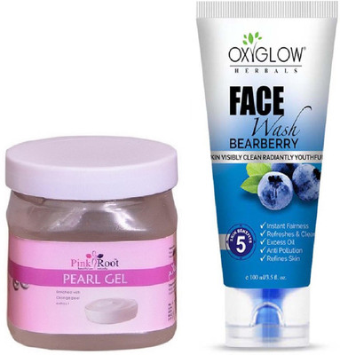 

Pink Root PEARL GEL 500ML WITH BEARBERRY FACE WASH(Set of 2)