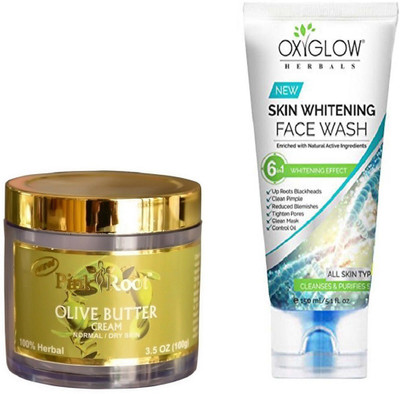 

Pink Root OLIVE BUTTER CREAM 100GM WITH OXYGLOW SKIN WHITENING FACE WASH(Set of 2)