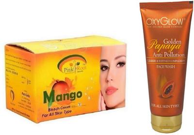 

Pink Root MANGO BLEACH 250G WITH OXYGLOW GOLDEN PAPAYA FACE WASH(Set of 2)