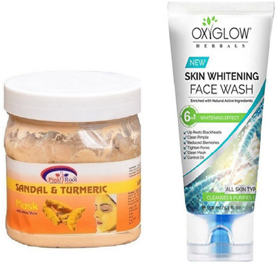 

Pink Root SANDAL & TURMERIC MASK 500ML WITH OXYGLOW SKIN WHITENING FACE WASH(Set of 2)