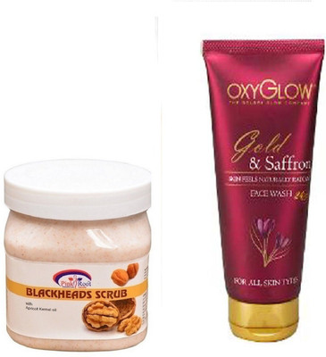 

Pink Root BLEACKHEADS SCRUB 500ML WITH OXYGLOW GOLD & SAFFRON FACE WASH(Set of 2)