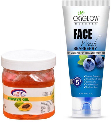 

Pink Root PAPAYA GEL 500ML WITH OXYGLOW BEARBERRY FACE WASH(Set of 2)