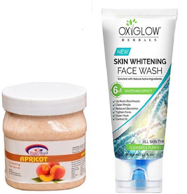 

Pink Root APRICOT SCRUB 500ML WITH OXYGLOW SKIN WHITENING FACE WASH(Set of 2)