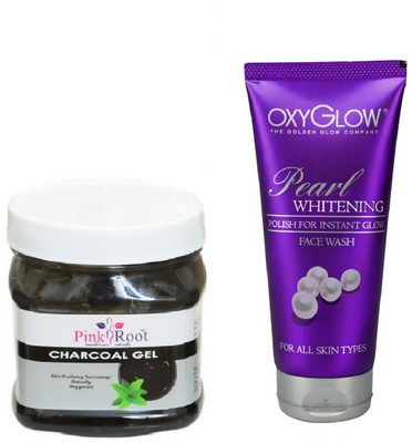 

Pink Root CHARCOAL GEL 500ML WITH OXYGLOW PEARL WHITENING FACE WASH(Set of 2)