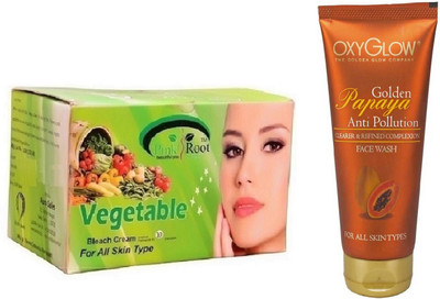 

Pink Root VEGETABLE BLEACH 250G WITH OXYGLOW GOLDEN PAPAYA FACE WASH(Set of 2)