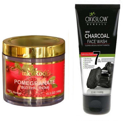 

Pink Root POMEGRANATE BUTTER CREAM 100GM WITH OXYGLOW CHARCOAL FACE WASH(Set of 2)