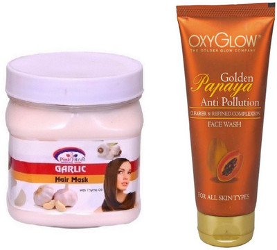 

Pink Root GARLIC HAIR MASK 500ML WITH GOLDEN PAPAYA FACE WASH(Set of 2)