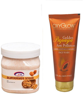 

Pink Root BLEACKHEADS SCRUB 500ML WITH OXYGLOW GOLDEN PAPAYA FACE WASH(Set of 2)