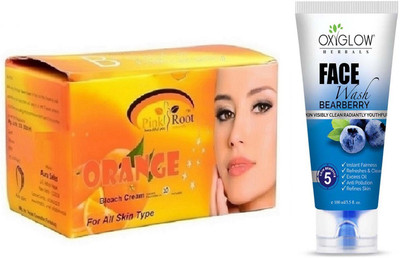 

Pink Root ORANGE BLEACH 250G WITH OXYGLOW BEARBERRY FACE WASH(Set of 2)