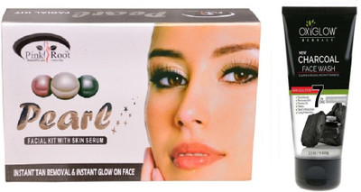 

Pink Root PEARL FACIAL KIT 83GM WITH OXYGLOW CHARCOAL FACE WASH(Set of 2)