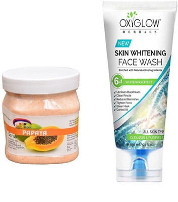 

Pink Root PAPAYA SCRUB 500ML WITH OXYGLOW SKIN WHITENING FACE WASH(Set of 2)
