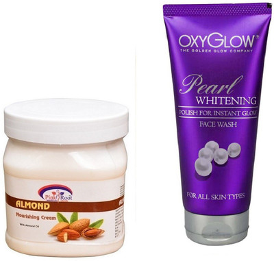 

Pink Root ALMOND NOURISHING CREAM 500ML WITH OXYGLOW PEARL WHITENING FACE WASH(Set of 2)