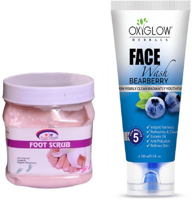 

Pink Root FOOT SCRUB 500ML WITH BEARBERRY FACE WASH(Set of 2)