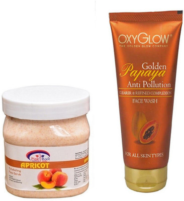 

Pink Root APRICOT SCRUB 500ML WITH OXYGLOW GOLDEN PAPAYA FACE WASH(Set of 2)