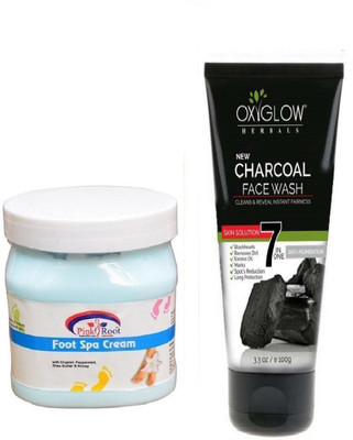 

Pink Root FOOT SPA CREAM 500ML WITH OXYGLOW CHARCOAL FACE WASH(Set of 2)