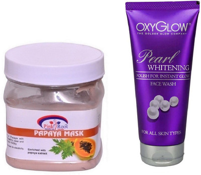 

Pink Root PAPAYA MASK 500ML WITH OXYGLOW PEARL WHITENING FACE WASH(Set of 2)