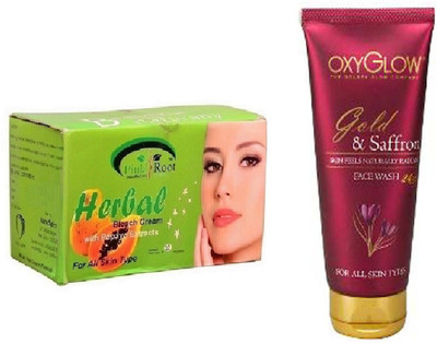 

Pink Root HERBAL BLEACH 250G WITH OXYGLOW GOLD & SAFFRON FACE WASH(Set of 2)