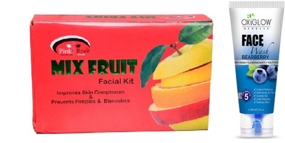 

Pink Root MIX FRUIT FACIAL KIT 83GM WITH OXYGLOW BEARBERRY FACE WASH(Set of 2)