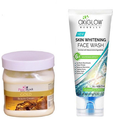 

Pink Root GOLD BEAUTY CREAM 500ML WITH OXYGLOW SKIN WHITENING FACE WASH(Set of 2)