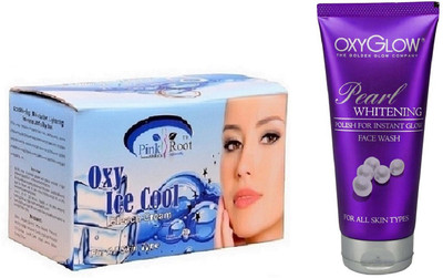 

Pink Root OXY ICE BLEACH 250G WITH OXYGLOW PEARL WHITENING FACE WASH(Set of 2)