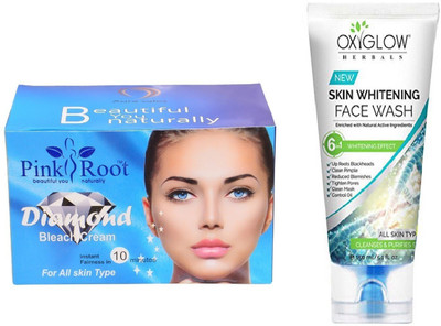 

Pink Root DIAMOND BLEACH 250G WITH OXYGLOW SKIN WHITENING FACE WASH(Set of 2)