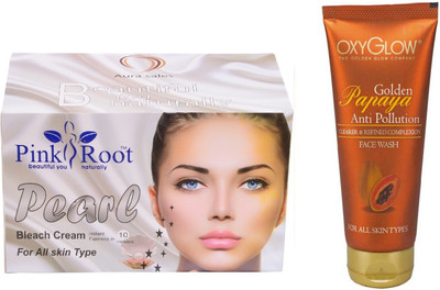 

Pink Root PEARL BLEACH 250G WITH OXYGLOW GOLDEN PAPAYA FACE WASH(Set of 2)