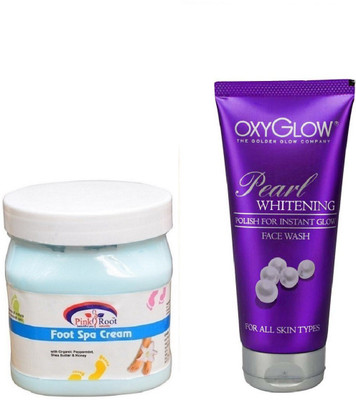 

Pink Root FOOT SPA CREAM 500ML WITH OXYGLOW PEARL WHITENING FACE WASH(Set of 2)