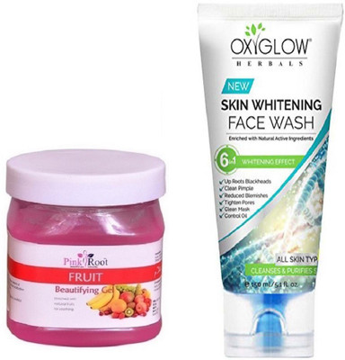

Pink Root FRUIT GEL 500ML WITH OXYGLOW SKIN WHITENING FACE WASH(Set of 2)
