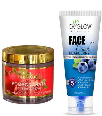

Pink Root POMEGRANATE BUTTER CREAM 100GM WITH OXYGLOW BEARBERRY FACE WASH(Set of 2)