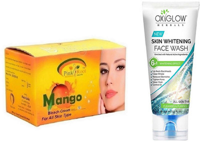 

Pink Root MANGO BLEACH 250G WITH OXYGLOW SKIN WHITENING FACE WASH(Set of 2)