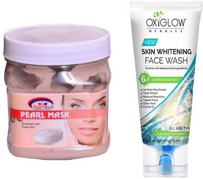 

Pink Root PEARL MASK 500ML WITH OXYGLOW SKIN WHITENING FACE WASH(Set of 2)