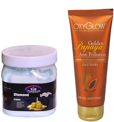 

Pink Root DIAMOND CREAM 500ML WITH OXYGLOW GOLDEN PAPAYA FACE WASH(Set of 2)