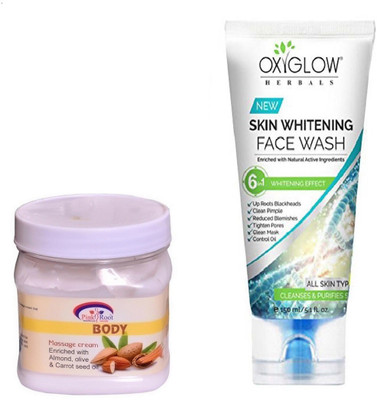 

Pink Root BODY MASSAGE CREAM 500ML WITH OXYGLOW SKIN WHITENING FACE WASH(Set of 2)