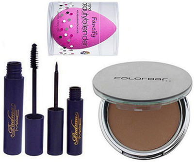 

Fancify Sponge Puff , Mac Padma Liquid Mascara , Eyeliner , Colorbar Compact(Set of 4)