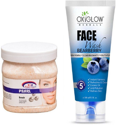 

Pink Root PEARL SCRUB 500ML WITH OXYGLOW BEARBERRY FACE WASH(Set of 2)