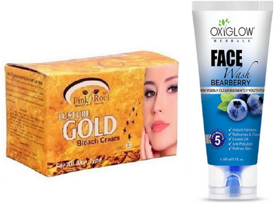 

Pink Root GOLD BLEACH 250G WITH OXYGLOW BEARBERRY FACE WASH(Set of 2)