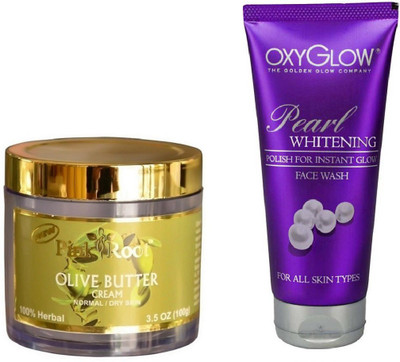 

Pink Root OLIVE BUTTER CREAM 100GM WITH OXYGLOW PEARL WHITENING FACE WASH(Set of 2)
