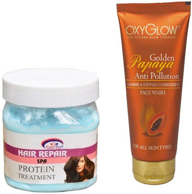 

Pink Root HAIR REPAIR SPA 500ML WITH OXYGLOW GOLDEN PAPAYA FACE WASH(Set of 2)