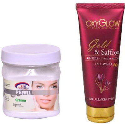 

Pink Root PEARL CREAM 500ML WITH OXYGLOW GOLD & SAFFRON FACE WASH(Set of 2)
