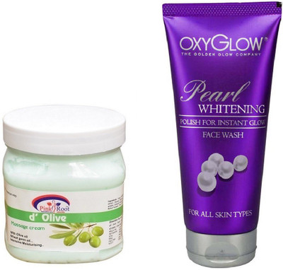 

Pink Root D'OLIVE MASSAGE CREAM 500ML WITH OXYGLOW PEARL WHITENING FACE WASH(Set of 2)