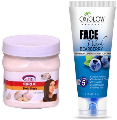 

Pink Root GARLIC HAIR MASK 500ML WITH BEARBERRY FACE WASH(Set of 2)
