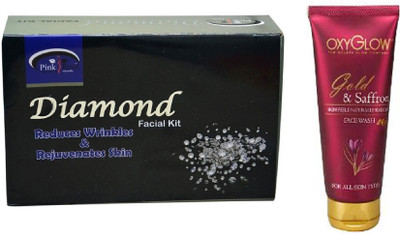 

Pink Root DIAMOND FACIAL KIT 83GM WITH OXYGLOW GOLD & SAFFRON FACE WASH(Set of 2)