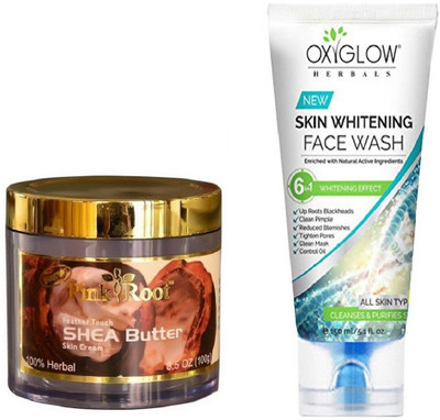 

Pink Root SHEA BUTTER SKIN CREAM 100GM WITH OXYGLOW SKIN WHITENING FACE WASH(Set of 2)