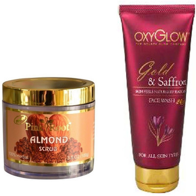 

Pink Root ALMOND SCRUB 100GM WITH OXYGLOW GOLD & SAFFRON FACE WASH(Set of 2)