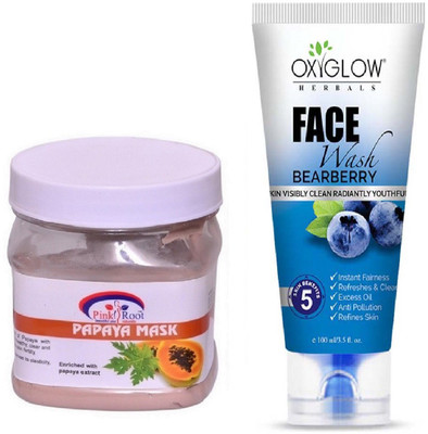 

Pink Root PAPAYA MASK 500ML WITH BEARBERRY FACE WASH(Set of 2)