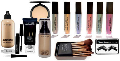 

divas beauty Eyelashes,Mac Pigment 6&Match Master Foundation&BB Creme&Eyelashes&Eyeliner&Mascara&Studio Fix Compact&Face&Body Foundation&Naked3 Brush Box(Set of 14)