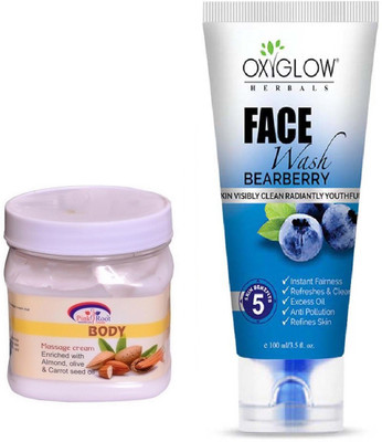 

Pink Root BODY MASSAGE CREAM 500ML WITH BEARBERRY FACE WASH(Set of 2)
